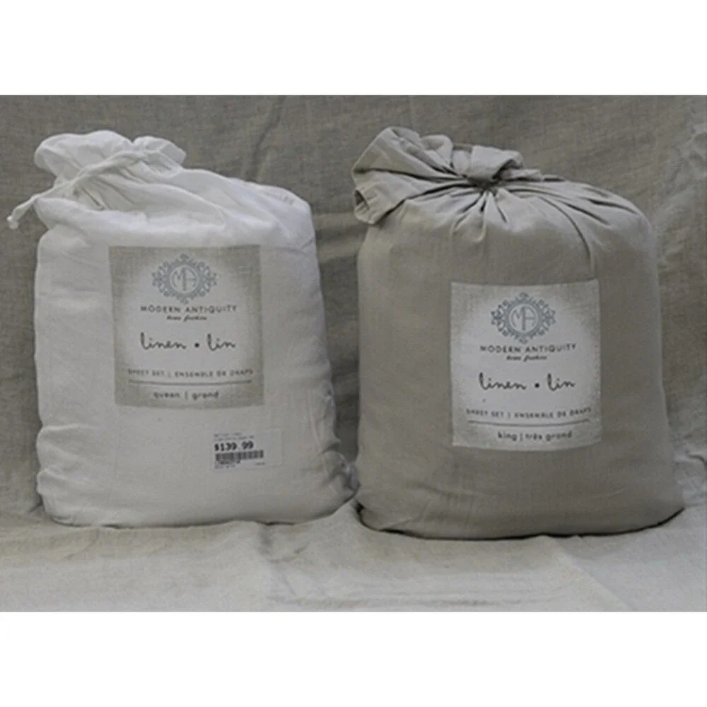 Modern Antiquity King Linen Cotton Sheet Pillowcases Set Hypoallergenic Luxury